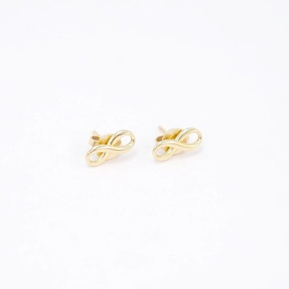 Tiffany & Co. Infinity Mini Stud Earrings 18K Yellow Gold 750 Auth w/Box - Picture 6 of 16